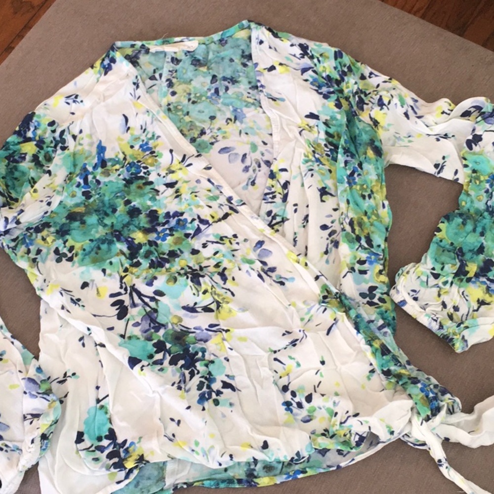 Lovestitch cross-over tie waist blouse - Picture 2 of 2